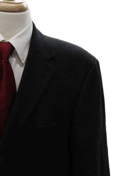Boss Hugo Boss Mens Black Check Virgin Wool Blazer Size 42