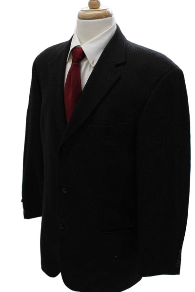 Boss Hugo Boss Mens Black Check Virgin Wool Blazer Size 42