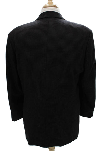Boss Hugo Boss Mens Black Check Virgin Wool Blazer Size 42