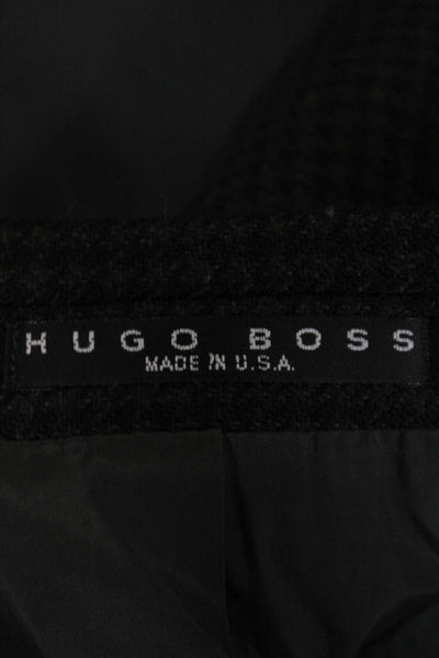 Boss Hugo Boss Mens Black Check Virgin Wool Blazer Size 42