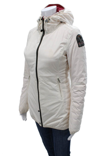 Parajumpers Womens Puffer Jacket Ivory Zip Long Sleeve Size XS