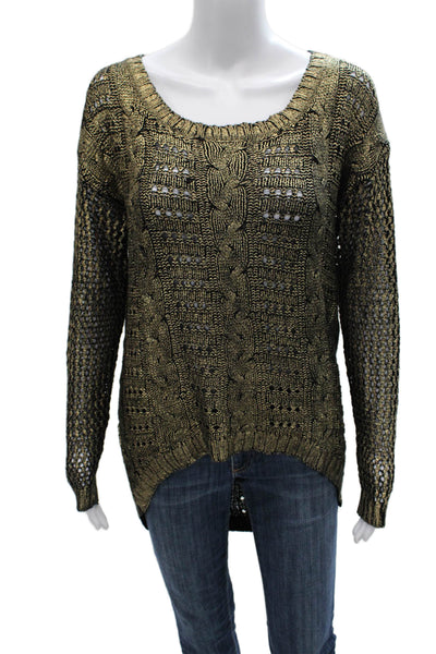 Beulah Women Pullover Sweater Black Scoop Neck Long Sleeve Size S