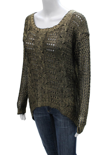 Beulah Women Pullover Sweater Black Scoop Neck Long Sleeve Size S