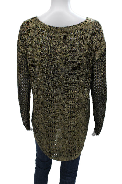 Beulah Women Pullover Sweater Black Scoop Neck Long Sleeve Size S