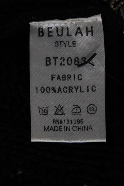Beulah Women Pullover Sweater Black Scoop Neck Long Sleeve Size S