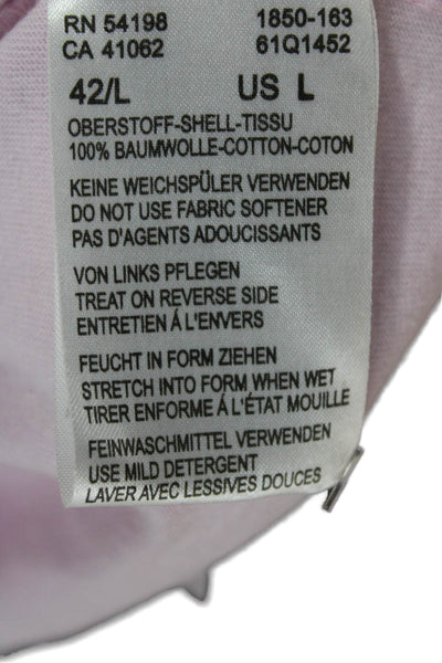 Bogner Womens Pink Floral Cotton Basic T-Shirt Long Sleeve Round Neck Size L