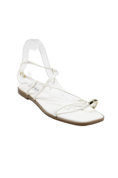 Steve Madden Womens Strappy Toe Ring Sandals White Size 8M