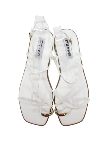 Steve Madden Womens Strappy Toe Ring Sandals White Size 8M