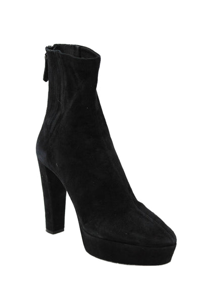 Aquazzura Women's Suede Leather Platform Ankle Boots Black Size 38