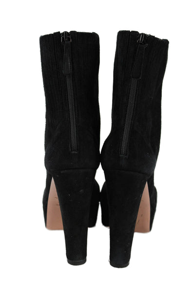 Aquazzura Women's Suede Leather Platform Ankle Boots Black Size 38