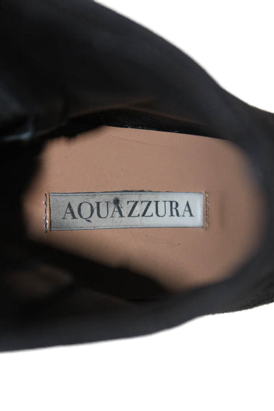Aquazzura Women's Suede Leather Platform Ankle Boots Black Size 38