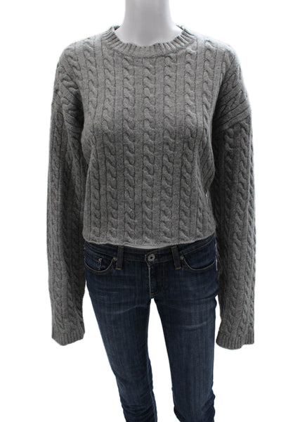 Stage Womens Gray Wool Blend Crewneck Pullover Long Sleeve Fall Size M