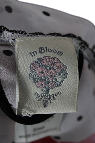 In Bloom by Jonquil Womens Lace Trim Polka Dot Floral Top White Pink Small