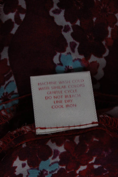 Josie Natori Womens Short Sleeve Floral Printed Wrap Robe Pink Red Size XS