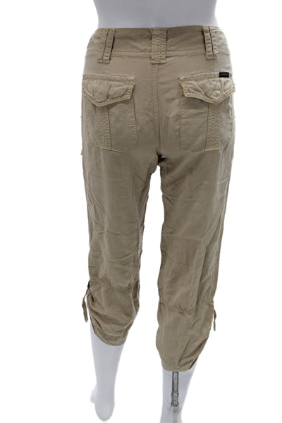 Sanctuary Womens Tencel Capri Pants Beige Button Inseam 24 Size 25