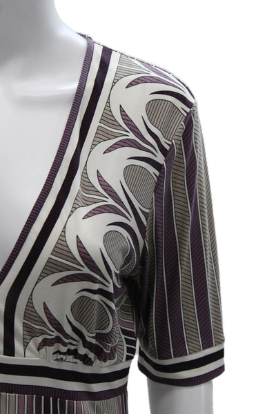 BCBGMAXAZRIA Womens Tunic Blouse V-Neck 3/4 Sleeve Multicolor Polyester Size S