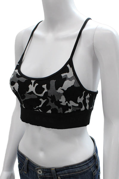 Koral Womens Spaghetti Strap Scoop Neck Camouflage Sports Bra Black Size Medium