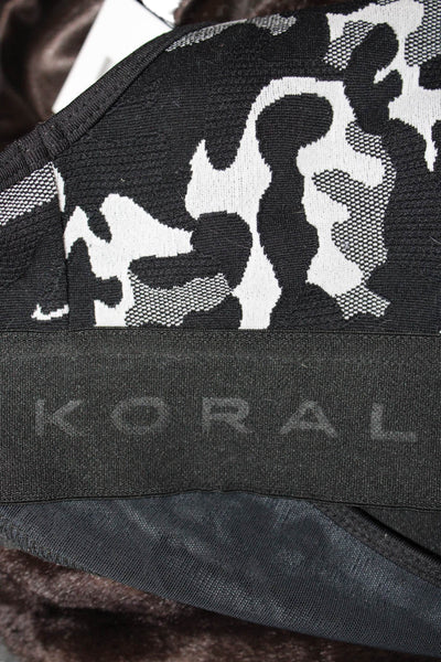 Koral Womens Spaghetti Strap Scoop Neck Camouflage Sports Bra Black Size Medium