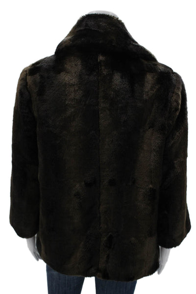 Tahari Women Overcoat Brown Acrylic 3/4 Sleeve Button Closure Size XS