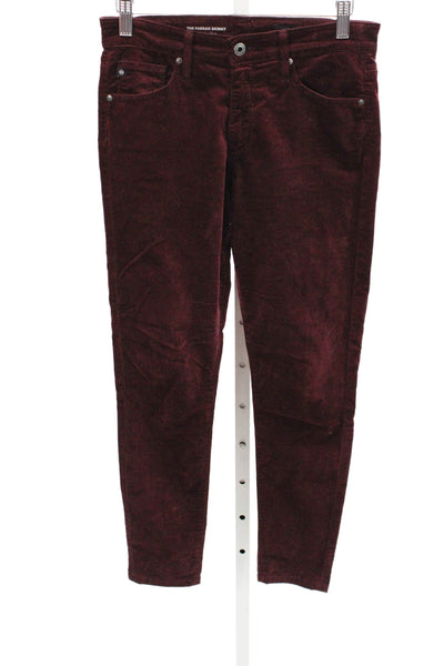 AG Adriano Goldschmied Women Skinny Red High Rise Cotton Pants Size 26