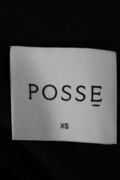 Posse Women Black Cropped Linen Tank Round Neck Size XS