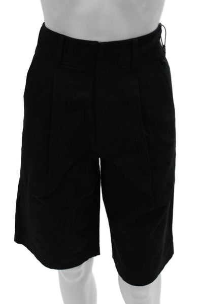 Apiece Apart Womens Bermuda Shorts Black Organic Cotton Zip Size 00