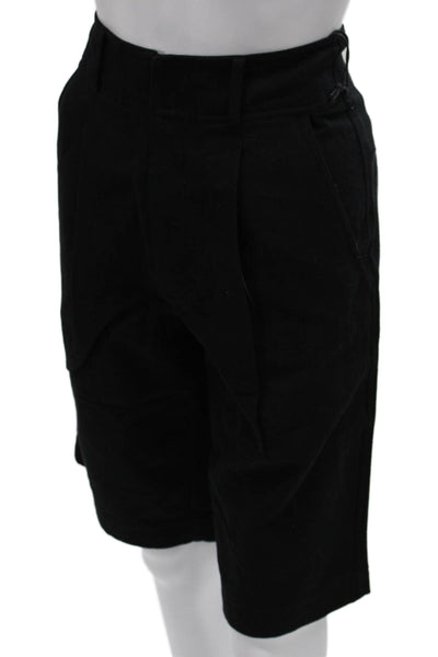 Apiece Apart Womens Bermuda Shorts Black Organic Cotton Zip Size 00