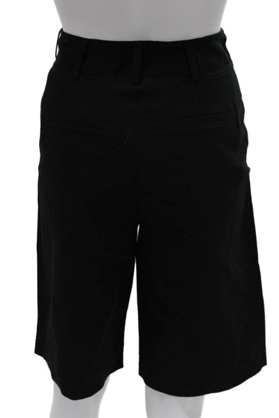 Apiece Apart Womens Bermuda Shorts Black Organic Cotton Zip Size 00