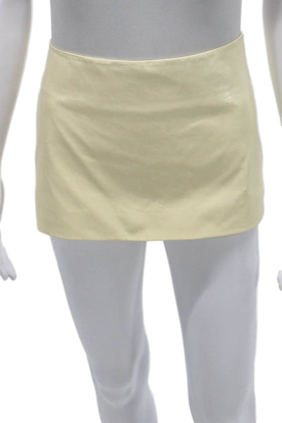 Mimchik Womens Ivory Leather Mini Skirt Zip Size 00