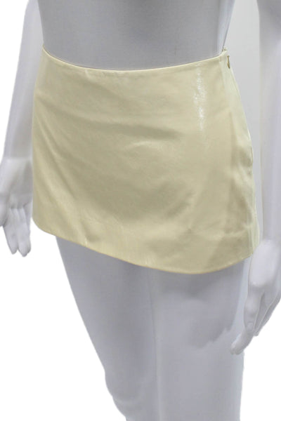 Mimchik Womens Ivory Leather Mini Skirt Zip Size 00