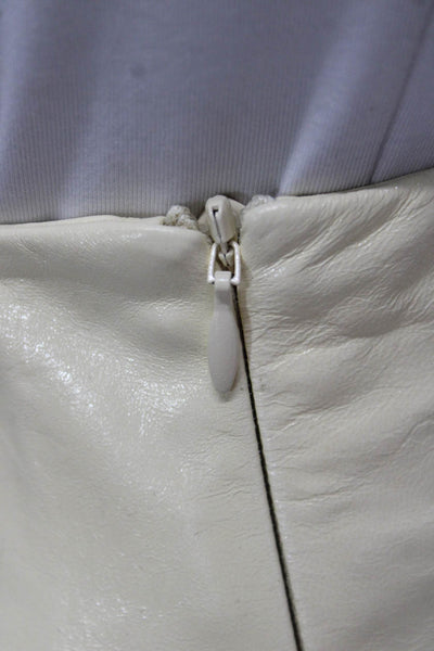Mimchik Womens Ivory Leather Mini Skirt Zip Size 00