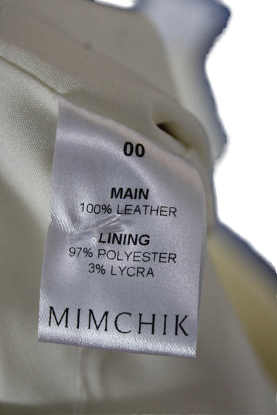Mimchik Womens Ivory Leather Mini Skirt Zip Size 00