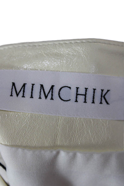 Mimchik Womens Ivory Leather Mini Skirt Zip Size 00