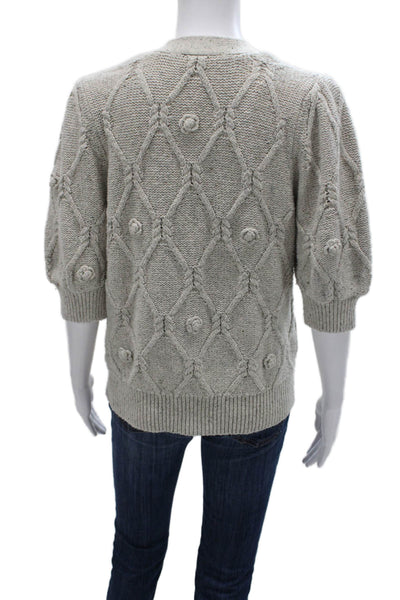 Rails Women Cardigan Argyle Gray V Neck Cotton 3/4 Sleeve Size M