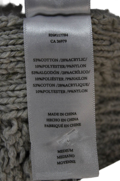 Rails Women Cardigan Argyle Gray V Neck Cotton 3/4 Sleeve Size M