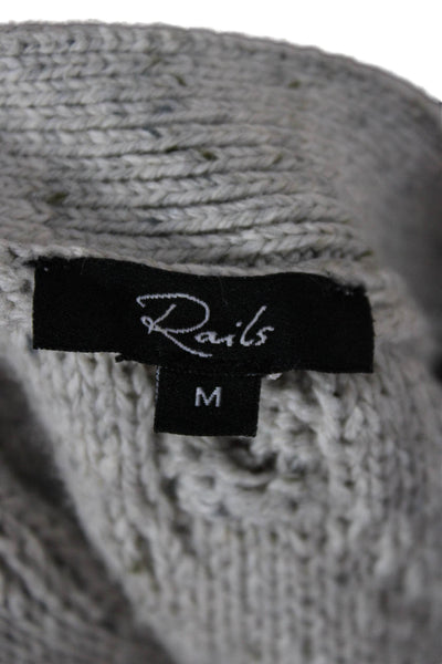 Rails Women Cardigan Argyle Gray V Neck Cotton 3/4 Sleeve Size M