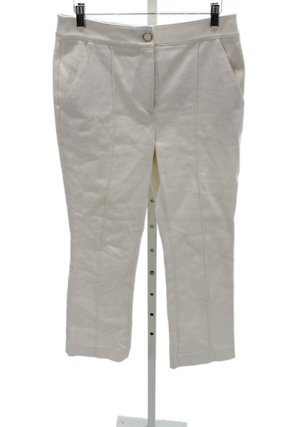 Veronica Beard Women Cropped Ivory Cotton Pants Zip Size 6
