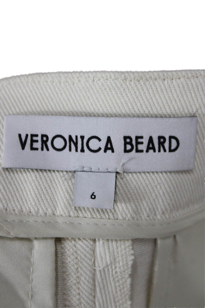 Veronica Beard Women Cropped Ivory Cotton Pants Zip Size 6