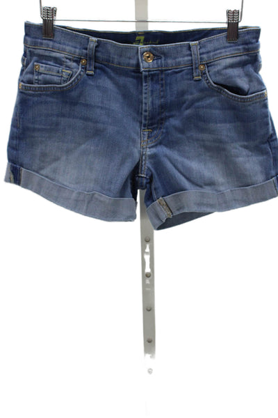 7 For All Mankind Women Cut-Off Blue Cotton Shorts Size 27