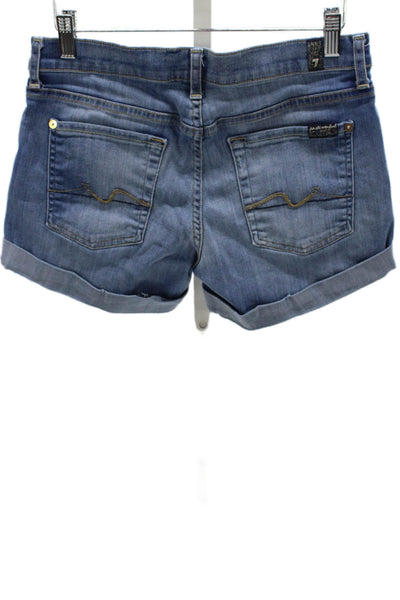 7 For All Mankind Women Cut-Off Blue Cotton Shorts Size 27