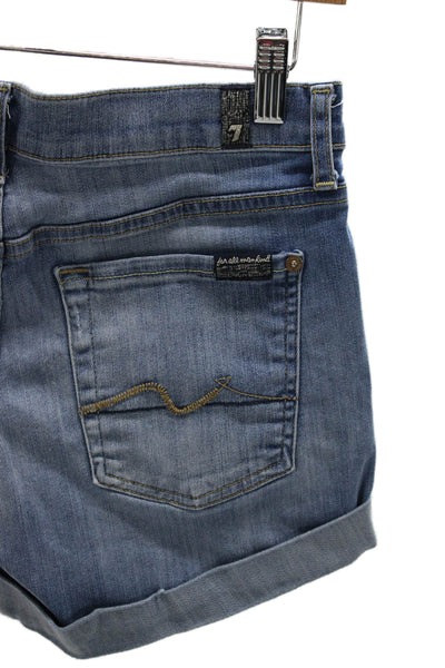 7 For All Mankind Women Cut-Off Blue Cotton Shorts Size 27