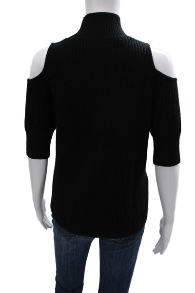 Zoe Jordan Women Pullover Sweater Black Cashmere Mock Neck 3/4 Sleeve Size XS