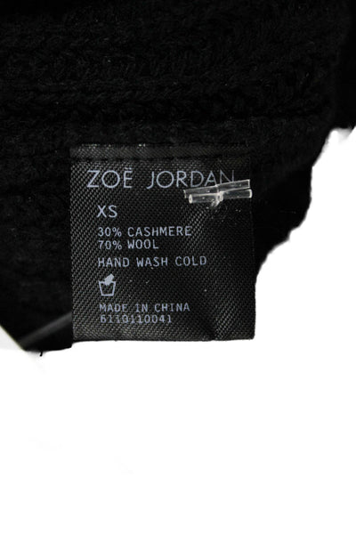 Zoe Jordan Women Pullover Sweater Black Cashmere Mock Neck 3/4 Sleeve Size XS
