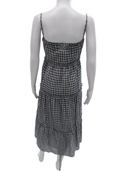 Rails Womens Sundress Blue Gingham Cotton Square Neck Sleeveless Long Size XS