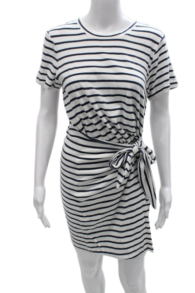 Rails Womens Striped White Cotton T-Shirt Dress Short Sleeve Crew Neck Size S