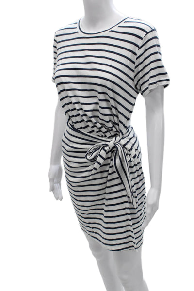 Rails Womens Striped White Cotton T-Shirt Dress Short Sleeve Crew Neck Size S