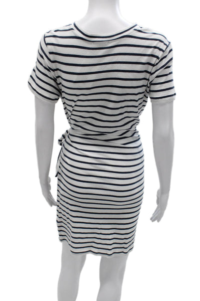 Rails Womens Striped White Cotton T-Shirt Dress Short Sleeve Crew Neck Size S