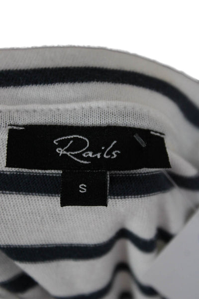 Rails Womens Striped White Cotton T-Shirt Dress Short Sleeve Crew Neck Size S