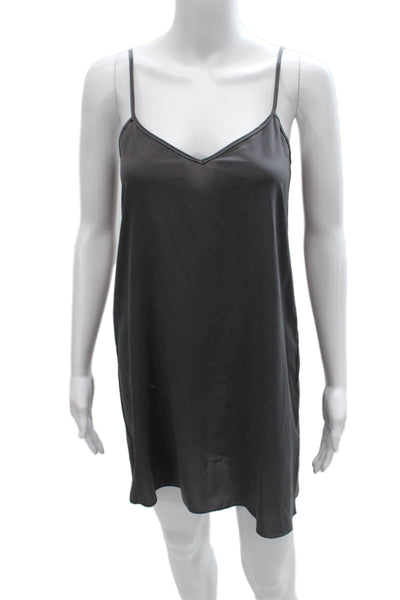 Fabiana Filippi Women Shift Linen Sleeveless Round Neck Gray Dress Size XS