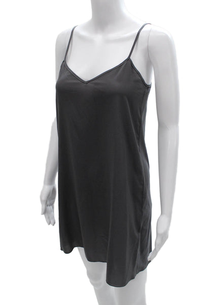 Fabiana Filippi Women Shift Linen Sleeveless Round Neck Gray Dress Size XS